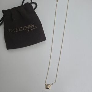 Sydney Evan Gold Pyramid Pendant Necklace With Diamonds